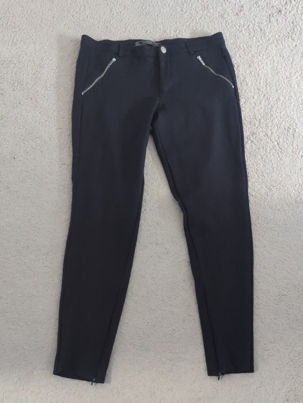 Zara Blue Skinny Pants with Silver Zippers